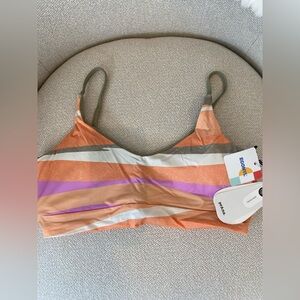 Prana Multicolor Striped Bikini Top in Orange, Purple, White & Olive